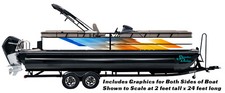 Blue Orange Yellow White Line Vinyl Graphic Decal Bass Fishing Pontoon Wrap Boat
