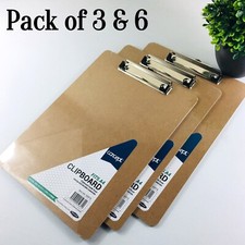 A4 Clipboard Strong Metal Clip Wooden Writing Surface Boards Document Holder UK