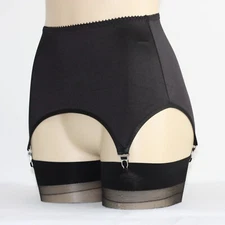 Allacki Plain Color Silky 4 Straps Garter Belt Pull-on Girdle for Women (S~2Xl)