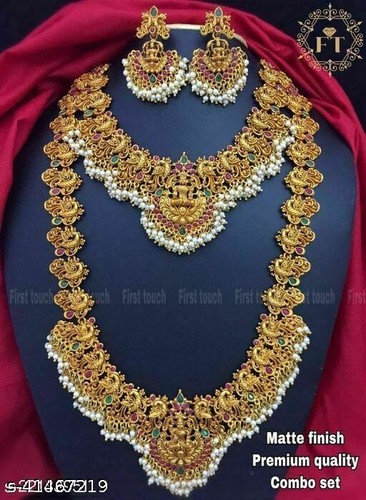 Indian Jewelry Long Short Necklace Set 