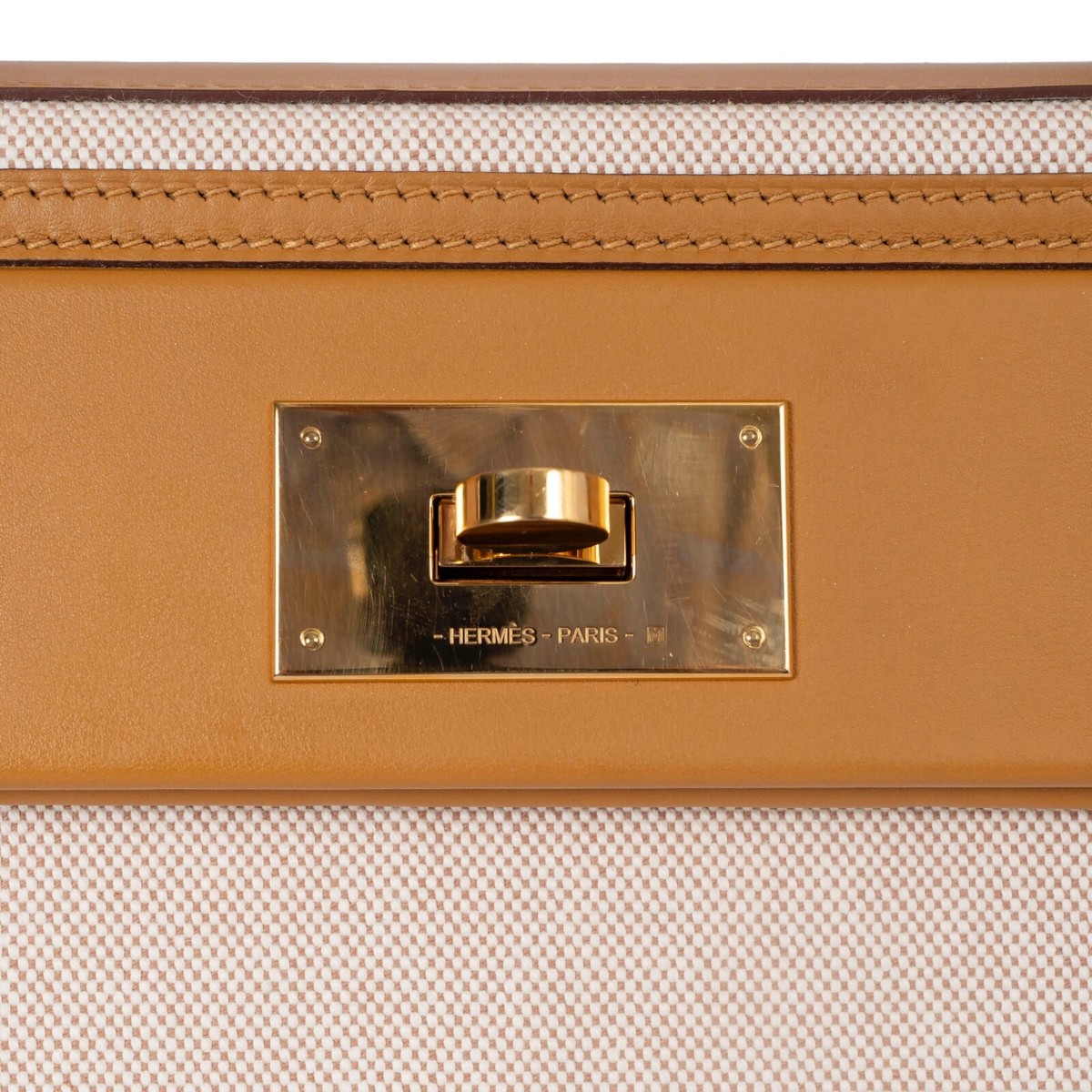 70433 auth HERMES Sesame Swift leather & Toile Viking canvas 70433 auth HERMES Sesame Swift leather & Toile Viking canvas