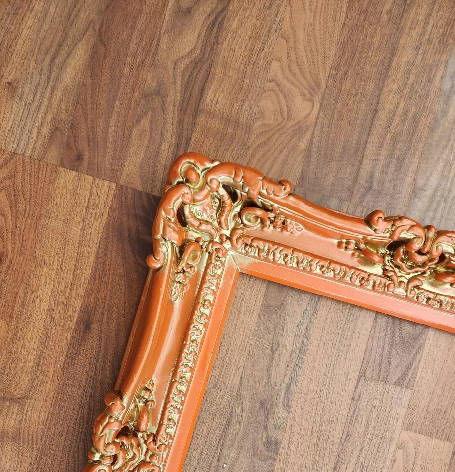 16x20 Distressed Orange Ornate Picture Frame Baroque Frame Artwork Print Poster - Image 4 of 4