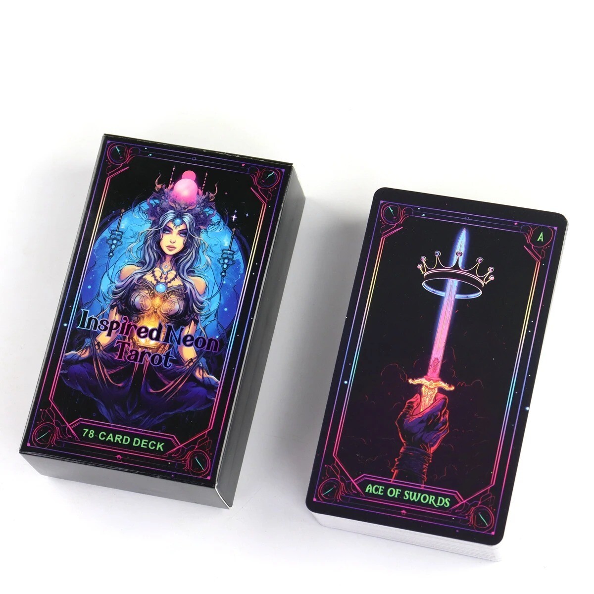 Tarot 78 Cards Deck Inspired Neon High Quality Divination