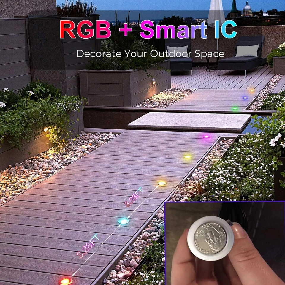10pcs Φ1.22" RGB Color Chasing Recessed Deck Lights Low Voltage Waterproof - Image 3 of 4