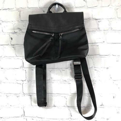 Botkier Mini Backpack Purse New York Trigger Nylon Faux Leather Handbag Black