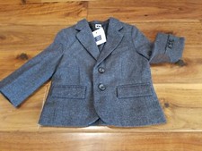 Janie and Jack Boys' 12-18M Blazer Jacket Coat Charcoal Grey Elbow Patches NWT