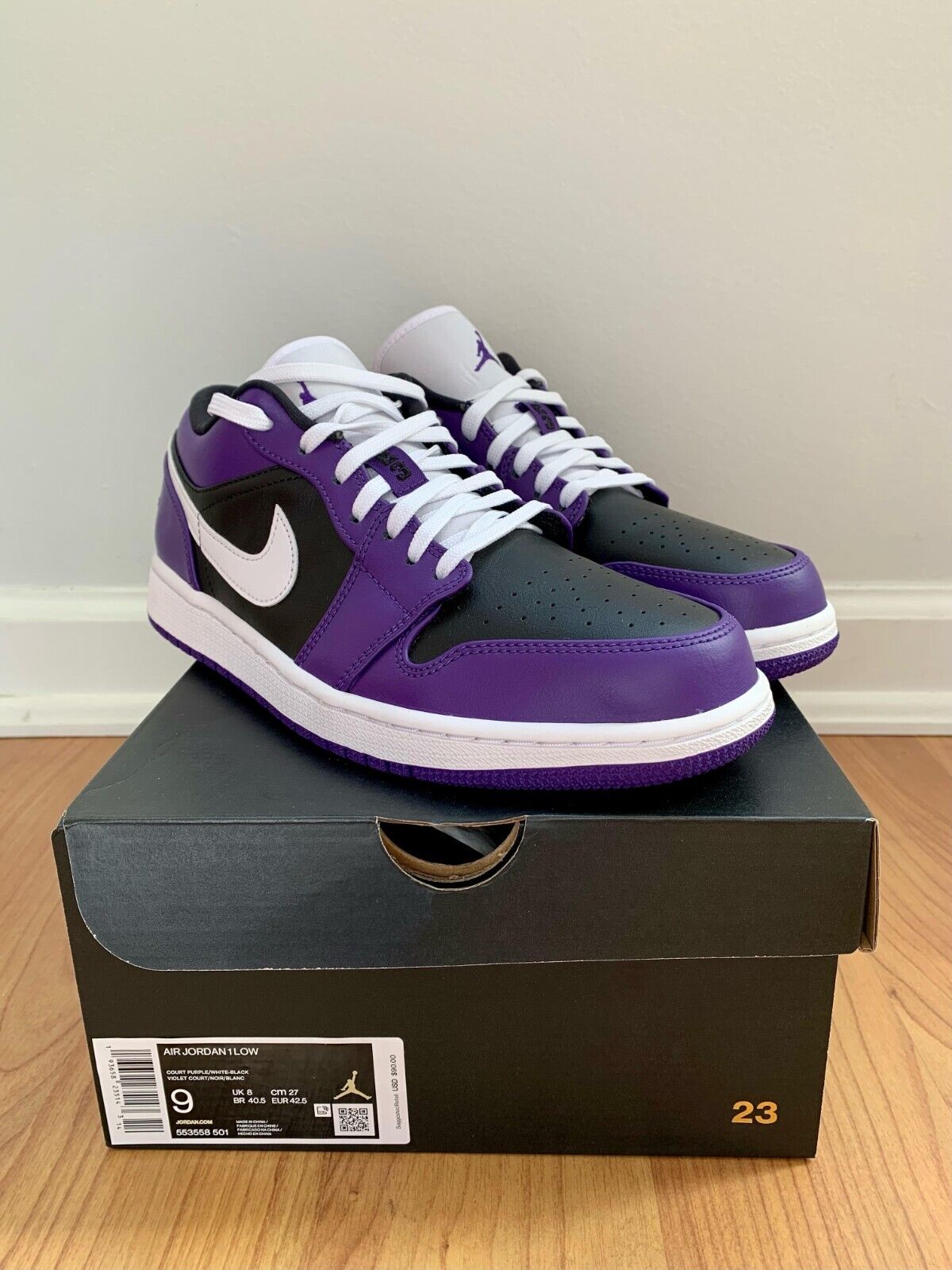 Nike Air Jordan 1 Court Purple Black Toe - Size 9 - EXCELLENT | eBay