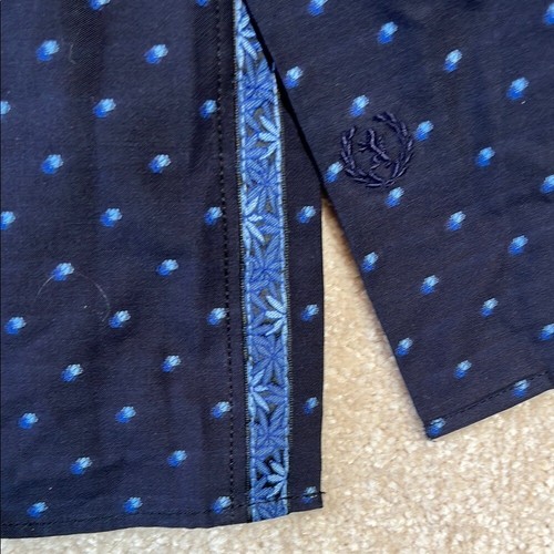Bugatchi Como Blue Casual Button Down Shirt with Polka Dots 100% XL Extra Large - Picture 8 of 13