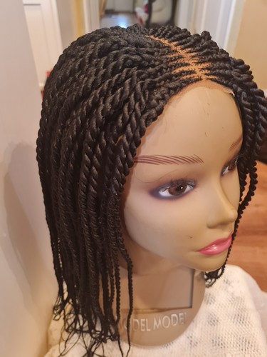 Short Braided Wig For Black Women Cornrow Braids Lace Front Synthetic Fiber - Picture 3 of 12