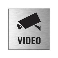 Schild Video 120X120 Mm Aluminium GebüRstet Edelstahloptik Selbstklebend