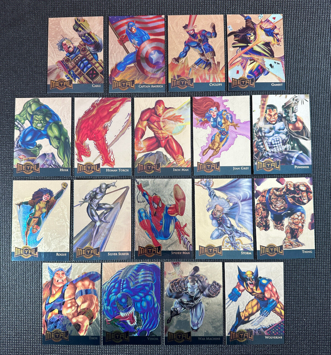 1995 Marvel Metal - Gold Blaster - Complete Set of 18 - Near Mint
