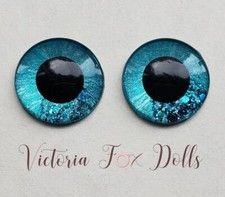 Blythe Doll Teal Metallic Glitter Eyechips Eye Chips 14mm Custom Furby Ooak Bjd