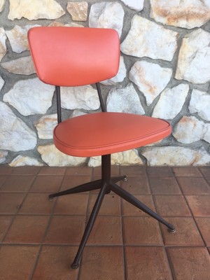 Vintage Viko Baumritter Mid Century Moden Orange Vinyl Desk Chair Metal 60s Old Ebay