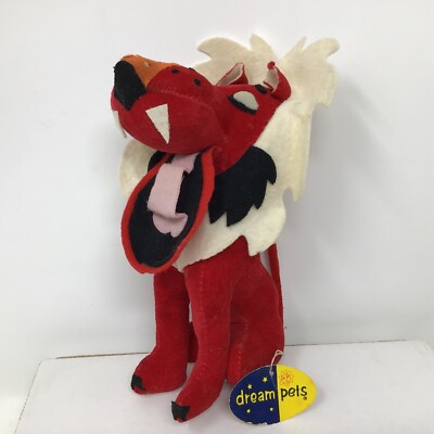 Dakin Dream Pets Ludicrous Lion Red Stuffed Sawdust Animal Japan with Tag
