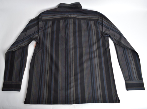Camisa abotonada Roark Laponia para hombre nueva con etiquetas $75 M rayas negras - Imagen 2 de 3