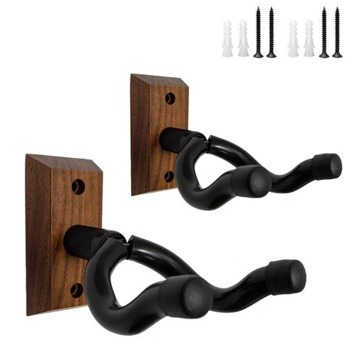 2 Pack Guitar Wall Mount Hanger, Wood Grain Guitar Wall Hanger Wall Hook Holder