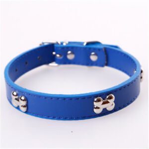 toto Adjustable Pet/Dog/Cat Leather Style Collar with Bone Shaped Studs