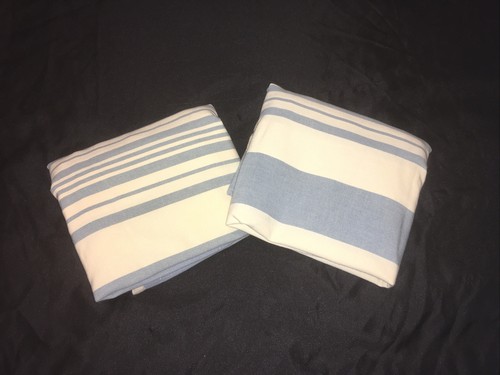 Ralph Lauren Catalina Island King Size Pillow Sham Pair Blue Stripe Button Close - Picture 2 of 11