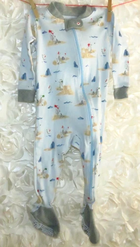 Burt's Bees Polar Bear Sand Castle Organic Baby Footed Sleep & Play Footie 3-6M