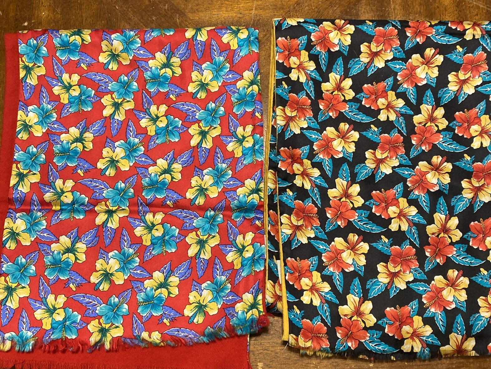 2 Christian Dior Scarves Italian Silk Floral Patterns 10” W x 25 1/2” L