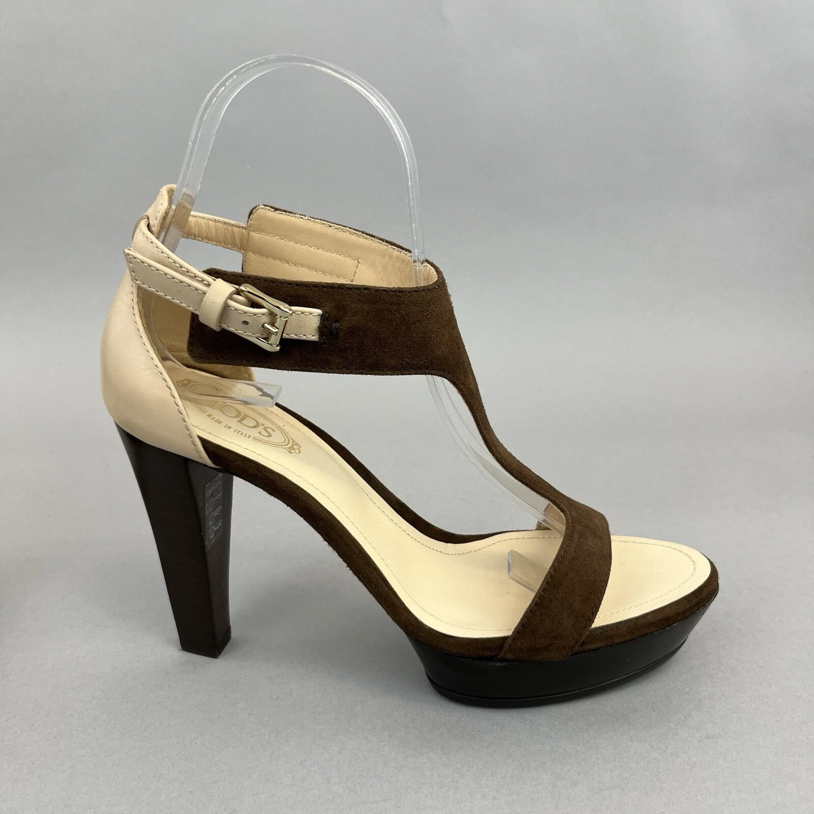 TOD’S Scarpe sandali Tod's marroni in pelle punta aperta tacchi alti EU36 5 UK3 5 4