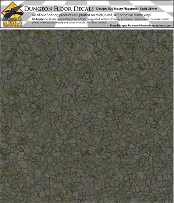 Dungeon Flooring Design 026 Mossy Flagstone DIY 28mm Miniature Decals
