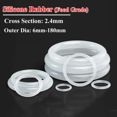 Food Grade White Silicone Rubber O Rings CS 2.4mm OD 6-180mm Seals O-Ring Washer