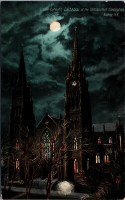 Postcard NY Albany Catholic Cathedral of the Immaculate Conception 1910 B1
