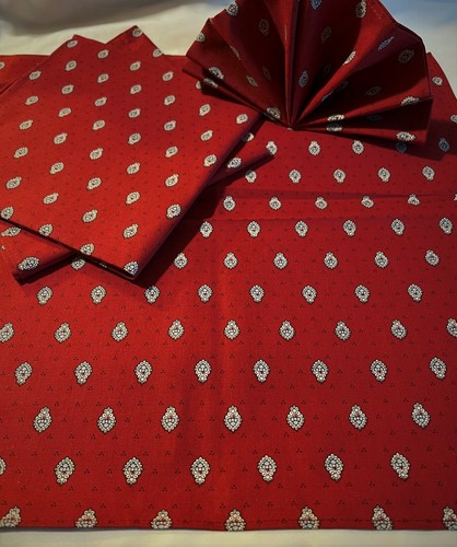 SET 4 TOVAGLIOLI 100% COTONE ALTA QUALITÀ BASTIDE ROUGE LINO PROVENZA FRANCESE - Foto 1 di 6