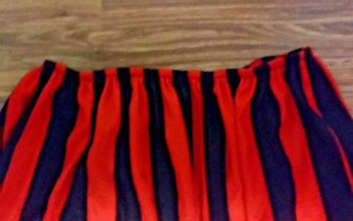 Costume Skirt Red & Black Stripes Elastic Waist 11" Across Front 24" Length S/M - Picture 2 of 4