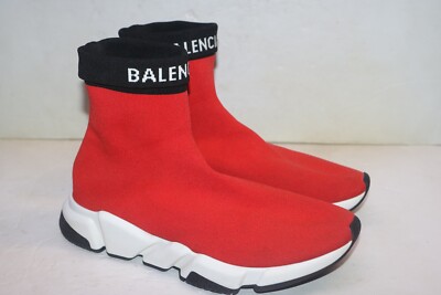 Balenciaga Speed Trainers Shoes Cuffed Red Black Size 11 US  display picture 3