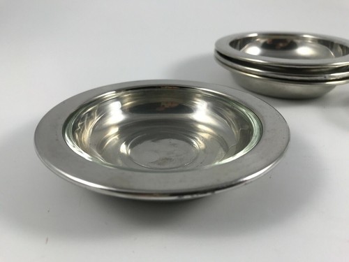 Vtg 24K ELECTRO G/P - Set of 4 ROUND Individual BUTTER PATS with GLASS LINERS - Picture 2 of 9