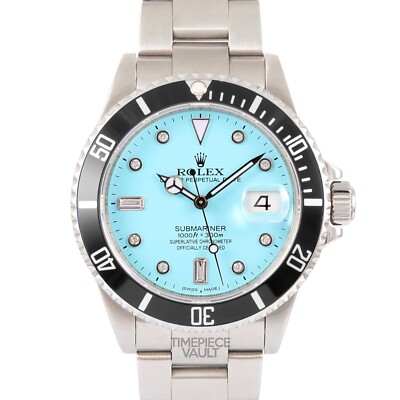 DQN　K ROLEX SUBMARINER 16610 DATE STEEL 40MM WATCH TURQUOISE