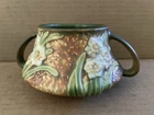 Vintage ROSEVILLE Art Pottery Handled Vase Bowl JONQUIL Floral Flowers
