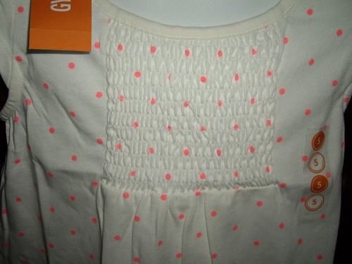 NWT Girls Size 5 Gymboree Smocked Top Shirt White with Neon Pink Dots - Picture 2 of 3