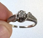 Vintage 925 Sterling Silver Vintage Genuine Diamond Solitaire Wedding Ring Sz 9