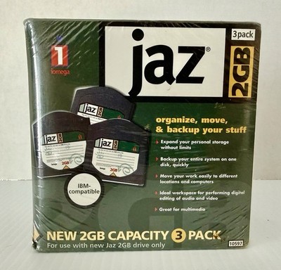 SEALED 3-Pack Genuine Iomega Jaz 2GB Disk 10597 Media Factory Sealed NOS