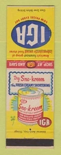 Matchbook Cover - IGA Grocery Sno Kreem Shortening