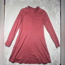 Toad & Co Fernview Mock Neck A Line Light Red Long Sleeves Mini Dress Medium
