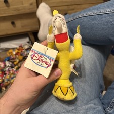 NWT Disney Store Beauty And The Beast Lumiere Yellow Candle Stick Bean Bag Plush