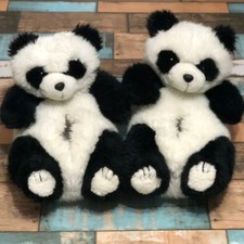 Panda Bear Fluffy Plush Slippers Women's Size M 7-8