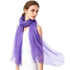 Women's Silk Feeling Fashion Scarf Wrap Long Lightweight Shawls Purple