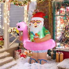 5.9ft Hawaiian Elderly Inflatable Christmas Decoration With 6 LED Lights.