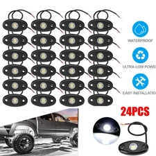 24Pcs White LED Rock Light Pods Underbody Glow Lamp Offroad SUV Pickup Truck UTV