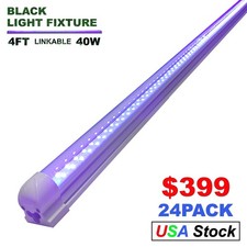 24 Pack 48" 40W T8 Linkable 4Ft UV Led Black Light Bar for Club Glow Party Use