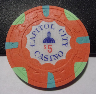 CAPITOL CITY CASINO $5 NEVER OPENED gaming poker chip Sacramento CA