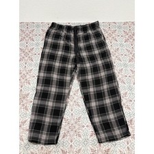 George Mens Plaid Pajama Sleep Pants Black White Red 2XL 44-46 Lounge Bottoms