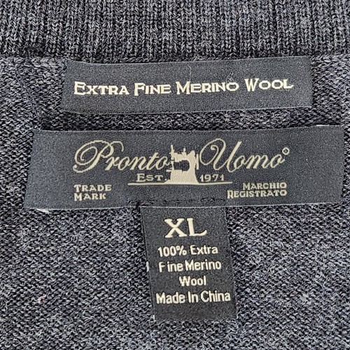Pronto Uomo Vest Mens XL Sweater Pullover 100% Merino Wool Career Wear Formal - Picture 3 of 5