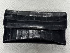 Eel Skin Leather Black Clutch Women's Wallet