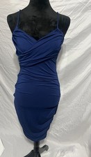 Tart Sz M Navy Blue One Shoulder Ruching Micro Modal Spandex Body Con Dress